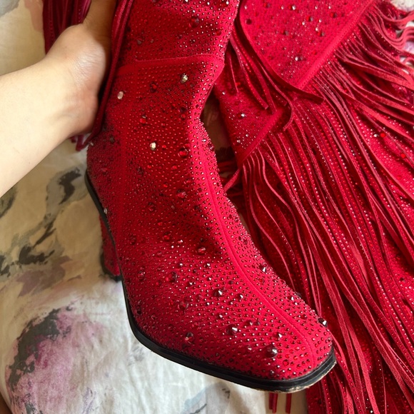 Red Jessica Simpson sparkly boots - Picture 5 of 5